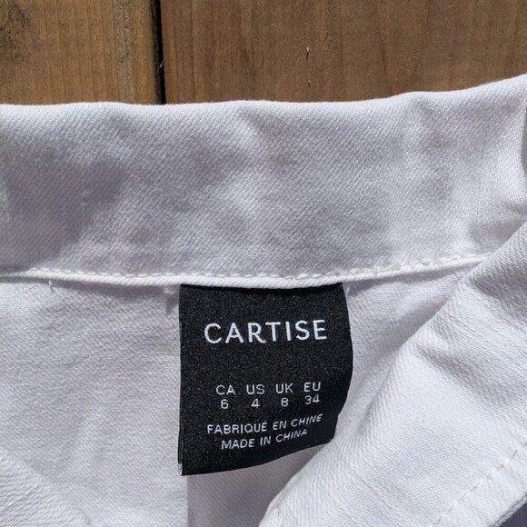 Cartise White Denim Jacket with Floral Embroidery Size US 4 - Picture 4 of 9